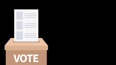 Voting box with a ballot being inserted, representing election Video stock 311848172