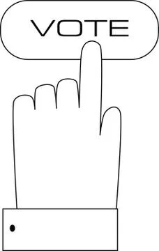 Voting button with hand for online election 2020. Vector stock illustration Stock Illustration