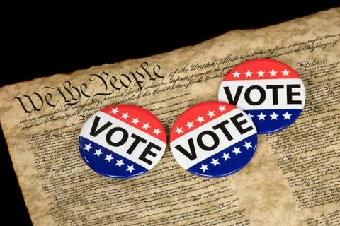 Voting buttons on old document Stock Photos