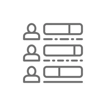 Voting, check mark with candidate, election checklist line icon. 스톡 일러스트