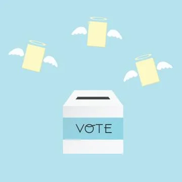 Voting concept by the ballot box and paper angel . Stock Illustration