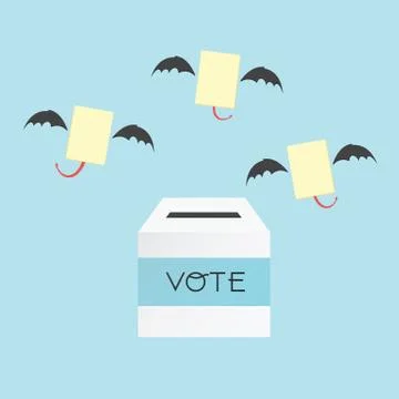 Voting concept by the ballot box and paper devil . Stock Illustration