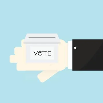 Voting concept by the ballot box on Hand . Stock Illustration
