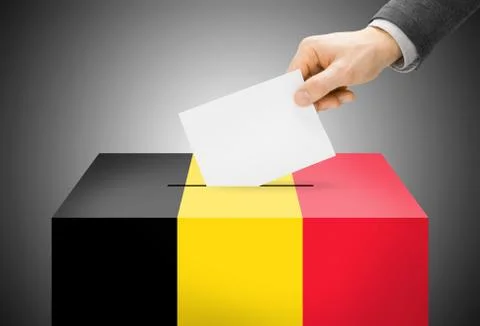 Voting concept - ballot box painted into national flag colors - belgium Illustration
