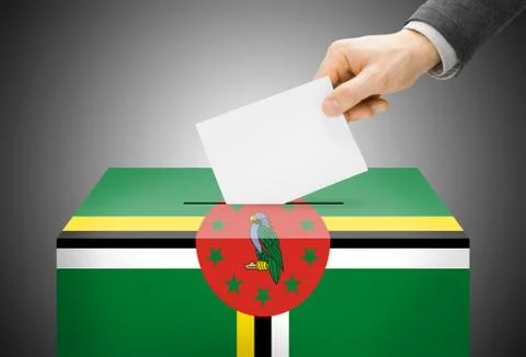 Voting concept - ballot box painted into national flag colors - dominica Stock Illustration