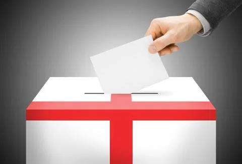 Voting concept - ballot box painted into national flag colors - england Stock Illustration