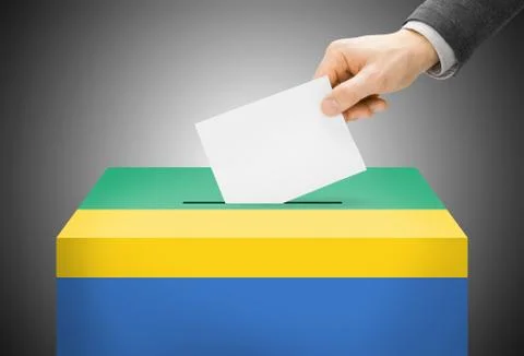 Voting concept - ballot box painted into national flag colors - gabon Stock Illustration
