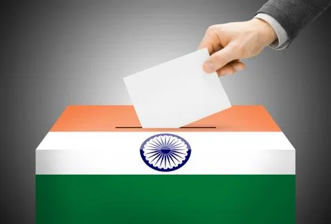 Voting concept - ballot box painted into national flag colors - india Ilustración de archivo