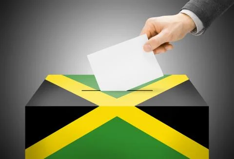 Voting concept - ballot box painted into national flag colors - jamaica Illustration