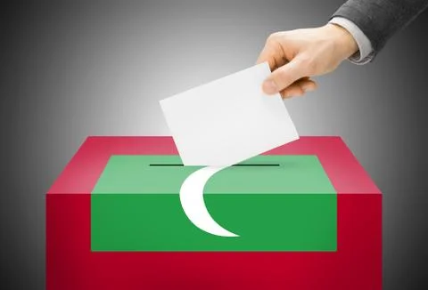 Voting concept - ballot box painted into national flag colors - malaysia Stock-Illustration