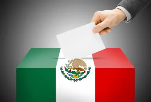 Voting concept - ballot box painted into national flag colors - mexico Stock Illustration