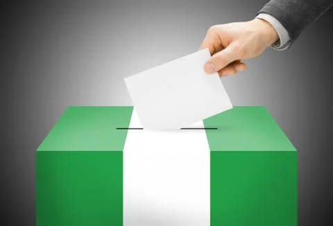 Voting concept - ballot box painted into national flag colors - nigeria Stock Illustration