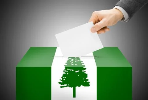 Voting concept - ballot box painted into national flag colors - territory of  Stock-Illustration