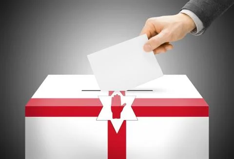 Voting concept - ballot box painted into national flag colors - northern irel Stock-Illustration