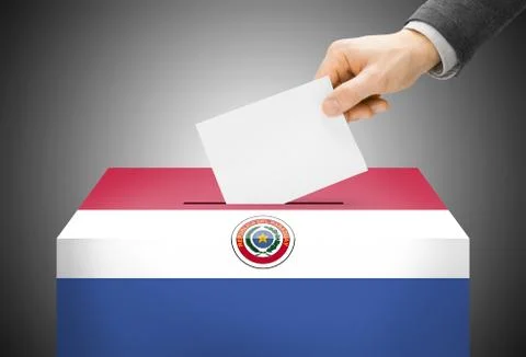 Voting concept - ballot box painted into national flag colors - paraguay 스톡 일러스트