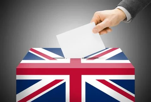 Voting concept - ballot box painted into national flag colors - united kingdo Stock Illustration