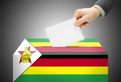 Voting concept - ballot box painted into national flag colors - zimbabwe Stock-Illustration