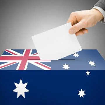 Voting concept - Ballot box painted into national flag colors - Australia Stock Illustration