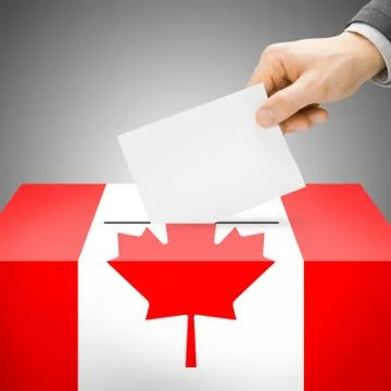 Voting concept - Ballot box painted into national flag colors - Canada Stock-Illustration