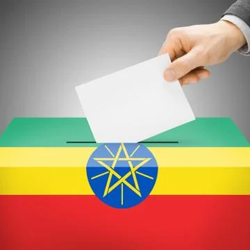 Voting concept - Ballot box painted into national flag colors - Ethiopia Ilustración de archivo