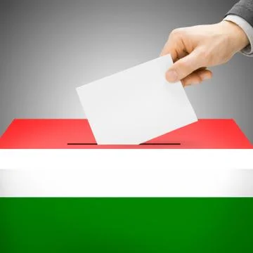 Voting concept - Ballot box painted into national flag colors - Hungary Stock-Illustration