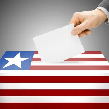 Voting concept - Ballot box painted into national flag colors - Liberia Stock Illustration