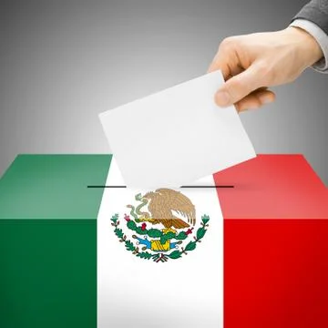 Voting concept - Ballot box painted into national flag colors - Mexico Ilustración de archivo