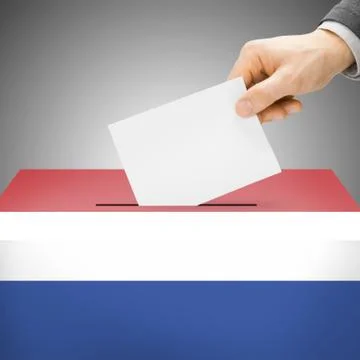 Voting concept - Ballot box painted into national flag colors - Netherlands Stock-Illustration