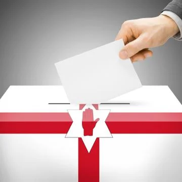 Voting concept - Ballot box painted into national flag colors - Northern Irel Stock Illustration