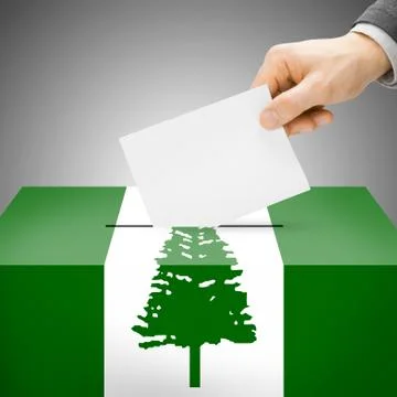 Voting concept - Ballot box painted into national flag colors - Territory of  Stock-Illustration