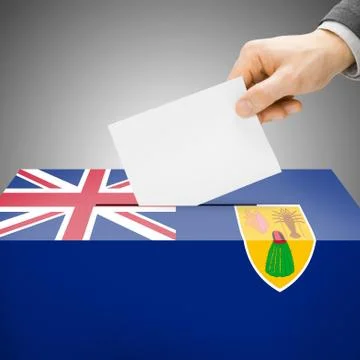 Voting concept - Ballot box painted into national flag colors - Turks and Cai Stock-Illustration
