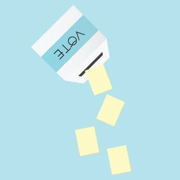 Voting concept by the ballot box pour papers . Stock Illustration