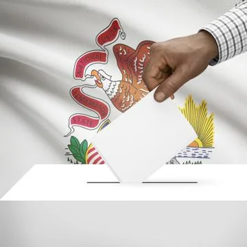 Voting concept - Ballot box with US state flag on background - Illinois Stock Illustration