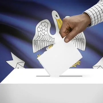 Voting concept - Ballot box with US state flag on background - Louisiana 스톡 일러스트