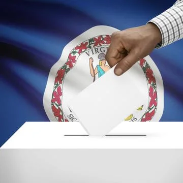 Voting concept - Ballot box with US state flag on background - Virginia Stock Illustration