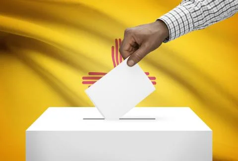 Voting concept - ballot box with us state flag on background - new mexico Fotos de archivo