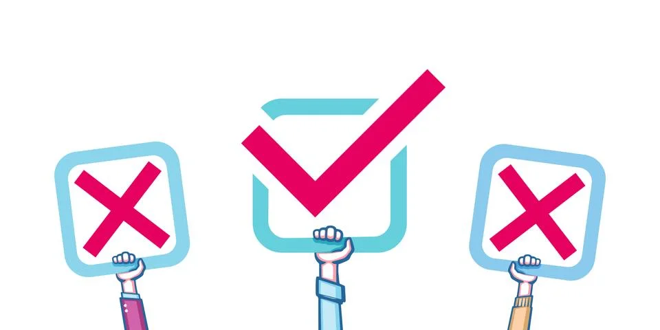 Voting concept, election. Check mark and cross. People's choice Stock Illustration