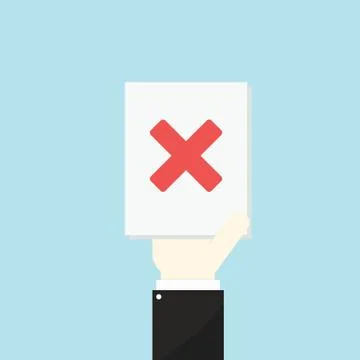 Voting concept by Hand and paper wrong . Stock Illustration
