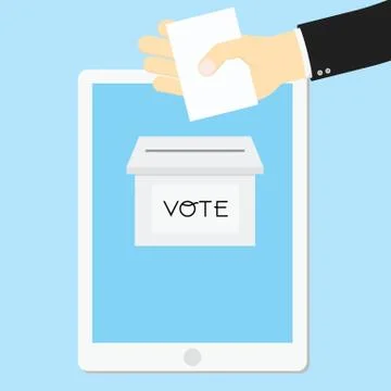 Voting concept by Hand put in mobile phone Stock Illustration