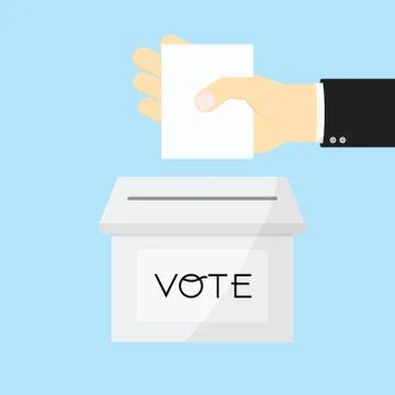 Voting concept by Hand putting paper in the ballot box Stock Illustration