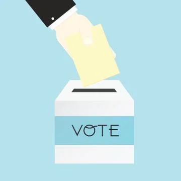 Voting concept by Hand putting paper in the ballot box Stock Illustration
