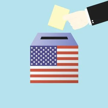 Voting concept by Hand putting paper in the ballot box USA Stock Illustration