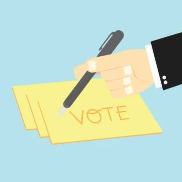 Voting concept by Hand writing paper votes Stock Illustration