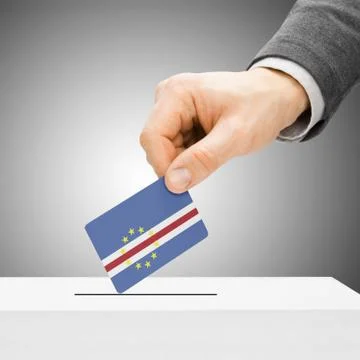 Voting concept - Male inserting flag into ballot box - Cape Verde Stock Illustration