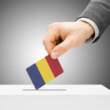 Voting concept - Male inserting flag into ballot box - Chad Stock Illustration
