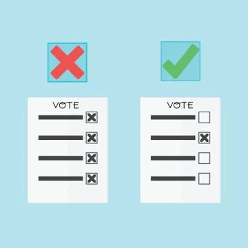 Voting concept by papers have right or wrong Stock Illustration