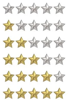 Voting concept. Rating five stars. Set of 3D render illustrations Illustrazione stock