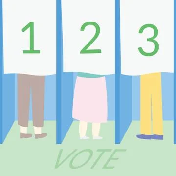 Voting concept by some people voting at a voting station. Stock Illustration