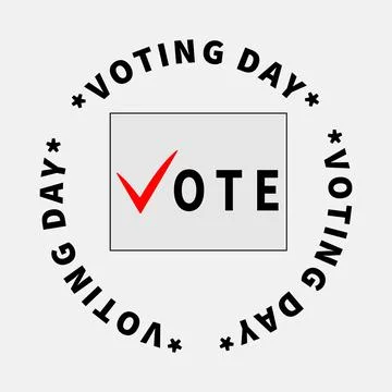 VOTING DAY text and VOTE inscription on sheet Stock Illustration