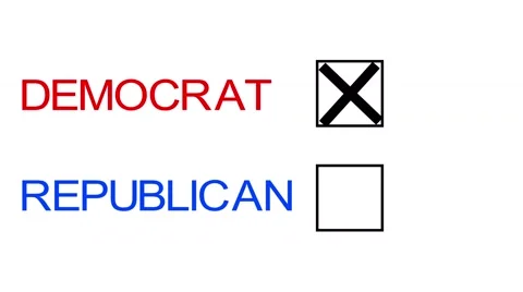 Voting democrat X, cross mark on the ballot Stock Footage 62184428